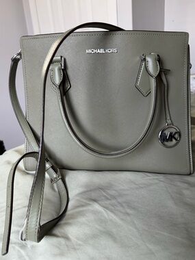 Michael Kors Sage Green Saffiano Leather Satchel with MK Charm
